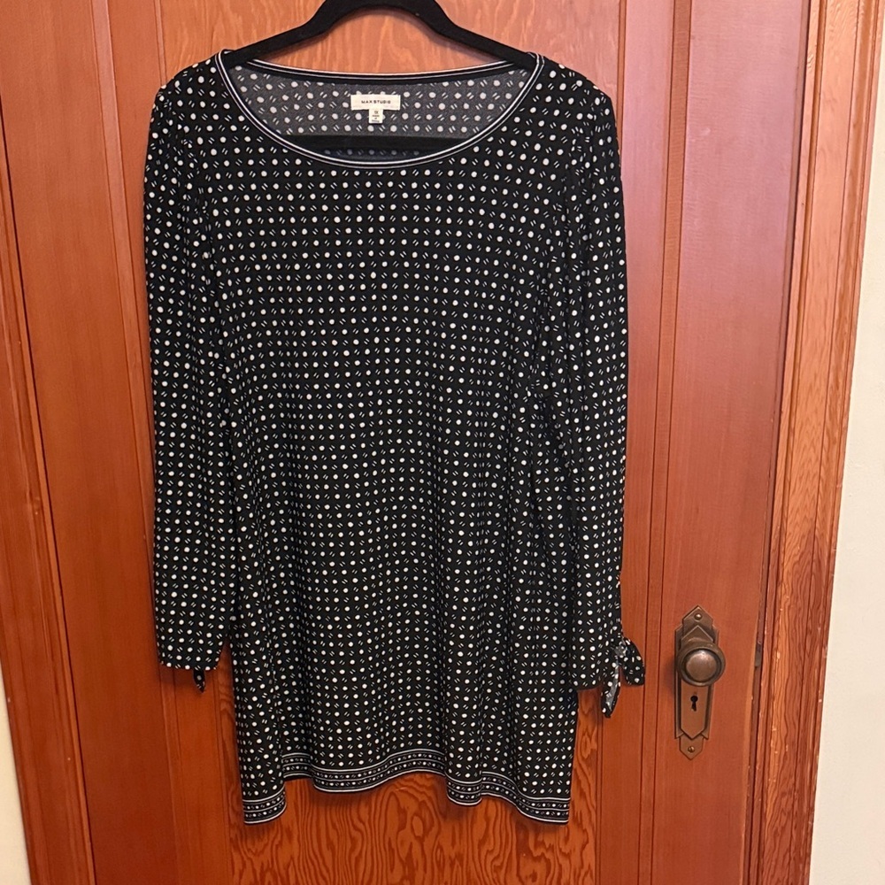 Max Studio Black and White Polka Dot Top.